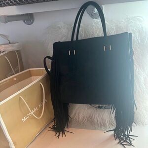 Michael Kors black fringe large bag with crossbody